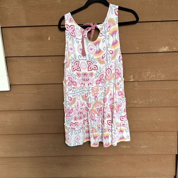 Matilda Jane Pink and blue Patterned Tiered Top size medium - Picture 3 of 3